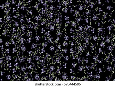 Trendy Seamless Pattern in Country Style with Small Flowers. High Coverage Floral Texture for Furniture, Dress, Fabric, Textile. Feminine Little Flowers. Retro
