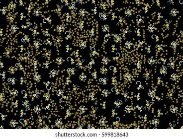 Trendy Seamless Pattern in Country Style with Small Flowers. High Coverage Floral Texture for Furniture, Dress, Fabric, Textile. Feminine Little Flowers. Retro