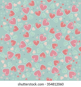 Trendy seamless pattern with cute hearts. Stylish template can be used for greeting card, cover, linen, tile, design fabric and more creative designs.