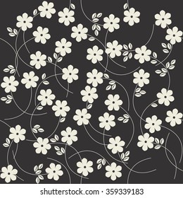 Trendy seamless pattern with cute ivory flowers. Floral template can be used for design fabric, linen, tile, wallpaper, paper and more creative designs. Vector image.