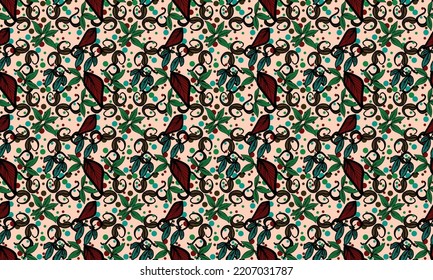 The trendy seamless pattern design with tropical foliage motif is perfect for applying to clothes or bags or pillowcases or other textiles.
