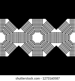 Trendy seamless pattern designs. Black and white mosaic with octagons with striped texture. Vector geometric background. Can be used for wallpaper, textile, invitation card, wrapping.