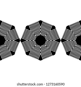 Trendy seamless pattern designs. Black and white mosaic with octagons with striped texture. Vector geometric background. Can be used for wallpaper, textile, invitation card, wrapping.