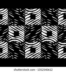 Trendy seamless pattern designs. Black and white silhouette with Zebra stripes. Vector geometric background. Can be used for wallpaper, textile, invitation card, wrapping, web page background.