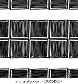 Trendy seamless pattern designs. Black-and-white figures drawn in ink. Vector geometric background. Can be used for wallpaper, textile, invitation card, wrapping, web page background.