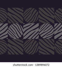 Trendy seamless pattern designs. Circles and squares with Zebra stripes. Vector geometric background. Can be used for wallpaper, textile, invitation card, wrapping, web page background.