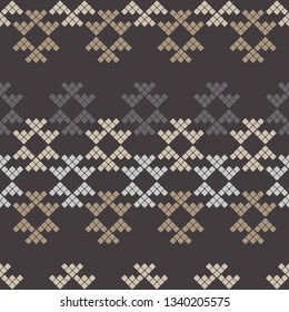 Trendy seamless pattern designs. Ethnic figures of dots and pixels. Vector geometric background. Can be used for wallpaper, textile, invitation card, wrapping, web page background.