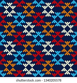 Trendy seamless pattern designs. Ethnic figures of dots and pixels. Vector geometric background. Can be used for wallpaper, textile, invitation card, wrapping, web page background.