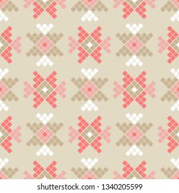 Trendy seamless pattern designs. Ethnic figures of dots and pixels. Vector geometric background. Can be used for wallpaper, textile, invitation card, wrapping, web page background.