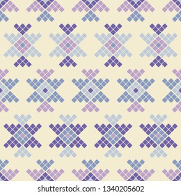 Trendy seamless pattern designs. Ethnic figures of dots and pixels. Vector geometric background. Can be used for wallpaper, textile, invitation card, wrapping, web page background.