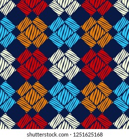 Trendy seamless pattern designs. Figures from Strips. Vector geometric background. Mosaic texture. Can be used for wallpaper, textile, invitation card, wrapping, web page background.