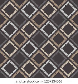 Trendy seamless pattern designs. Figures from Strips. Hand hatching. Vector geometric background. Mosaic texture. Can be used for wallpaper, textile, invitation card, wrapping, web page background.