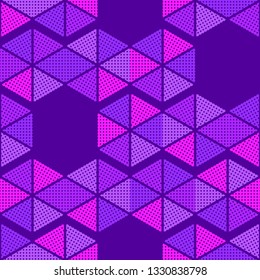 Trendy seamless pattern designs. Figures from multi-colored hexagons. Vector geometric background. Can be used for wallpaper, textile, invitation card, wrapping, web page background.