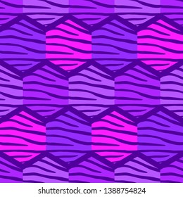 Trendy seamless pattern designs. Hexagons with Zebra stripes. Vector geometric background. Can be used for wallpaper, textile, invitation card, wrapping, web page background.