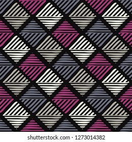Trendy seamless pattern designs. Mosaic of striped squares. Vector geometric background. Can be used for wallpaper, textile, invitation card, wrapping, web page background.