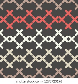Trendy seamless pattern designs. Mosaic of crosses. Vector geometric background. Can be used for wallpaper, textile, invitation card, wrapping, web page background.