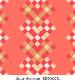 Trendy seamless pattern designs. A mosaic of square patches. Patchwork texture. Weaving. Vector geometric background. Can be used for wallpaper, textile, invitation card, wrapping, web.