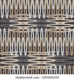 Trendy seamless pattern designs. Mosaic of zigzags and squiggles. Vector geometric background. Can be used for wallpaper, textile, invitation card, wrapping, web page background.