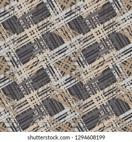 Trendy seamless pattern designs. Mosaic with old striped texture. Vector geometric background. Can be used for wallpaper, textile, invitation card, wrapping, web page background.