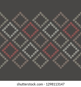 Trendy seamless pattern designs. Mosaic of figures with circles and quadrilaterals with striped texture. Vector geometric background. Can be used for wallpaper, textile, invitation card, wrapping.