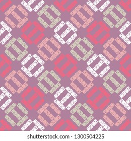 Trendy seamless pattern designs. Mosaic of knitted quadrangles. Vector geometric background. Can be used for wallpaper, textile, invitation card, wrapping, web page background.
