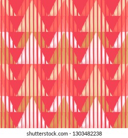 Trendy seamless pattern designs. Mosaic of striped triangles with hatching. Vector geometric background. Can be used for wallpaper, textile, invitation card, wrapping, web page background.