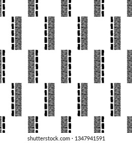 Trendy seamless pattern designs. Mosaic of different patterned strips. Vector geometric background. Can be used for wallpaper, textile, invitation card, wrapping, web page background.