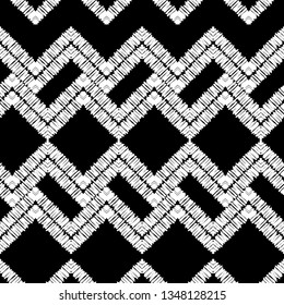 Trendy seamless pattern designs. Mosaic of zigzags with hatching. Vector geometric background. Can be used for wallpaper, textile, invitation card, wrapping, web page background.
