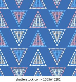 Trendy seamless pattern designs. Mosaic of triangles. Vector geometric background. Can be used for wallpaper, textile, invitation card, wrapping, web page background.