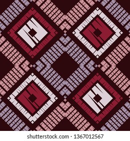 Trendy seamless pattern designs. Mosaic of quadrangles with the old texture. Vector geometric background. Can be used for wallpaper, textile, invitation card, wrapping, web page background.
