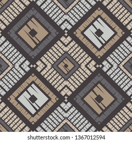 Trendy seamless pattern designs. Mosaic of quadrangles with the old texture. Vector geometric background. Can be used for wallpaper, textile, invitation card, wrapping, web page background.
