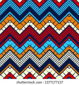 Trendy seamless pattern designs. Mosaic of zigzag with the old texture. Vector geometric background. Can be used for wallpaper, textile, invitation card, wrapping, web page background.