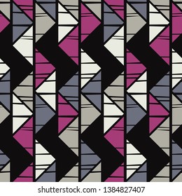 Trendy seamless pattern designs. Mosaic of strips. Triangle. Vector geometric background. Can be used for wallpaper, textile, invitation card, wrapping, web page background.