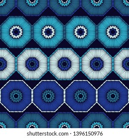 Trendy seamless pattern designs. Octagons and snowflakes from ethnic stripes. Boho. Vector geometric background. Can be used for wallpaper, textile, invitation card, wrapping, web page background.