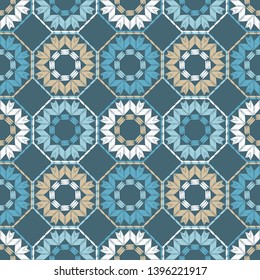 Trendy seamless pattern designs. Octagons from ethnic stripes. Boho. Vector geometric background. Can be used for wallpaper, textile, invitation card, wrapping, web page background.
