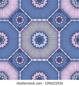 Trendy seamless pattern designs. Octagons from ethnic stripes. Boho. Vector geometric background. Can be used for wallpaper, textile, invitation card, wrapping, web page background.
