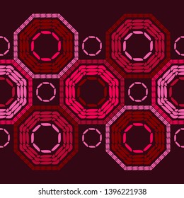 Trendy seamless pattern designs. Octagons from ethnic stripes. Boho. Vector geometric background. Can be used for wallpaper, textile, invitation card, wrapping, web page background.