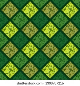 Trendy seamless pattern designs. Rectangles with silhouette. Monstera. Vector geometric background. Can be used for wallpaper, textile, invitation card, wrapping, web page background.