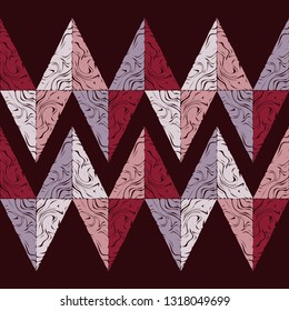 Trendy seamless pattern designs. Shapes of triangles with patterned texture. Vector geometric background. Can be used for wallpaper, textile, invitation card, wrapping, web page background.