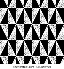 Trendy seamless pattern designs. Shapes of triangles with patterned texture. Vector geometric background. Can be used for wallpaper, textile, invitation card, wrapping, web page background.
