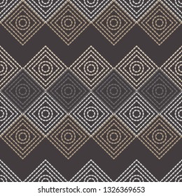 Trendy seamless pattern designs. Shapes of circles and squares of dots. Vector geometric background. Can be used for wallpaper, textile, invitation card, wrapping, web page background.