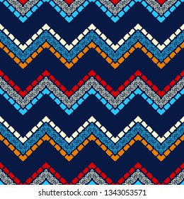Trendy seamless pattern designs. The shapes of zigzags patterned texture. Vector geometric background. Can be used for wallpaper, textile, invitation card, wrapping, web page background.