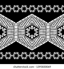 Trendy seamless pattern designs. Snowflakes and hexagons. Boho. Vector geometric background. Can be used for wallpaper, textile, invitation card, wrapping, web page background.