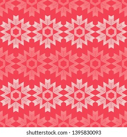 Trendy seamless pattern designs. Snowflakes and hexagons. Boho. Vector geometric background. Can be used for wallpaper, textile, invitation card, wrapping, web page background.