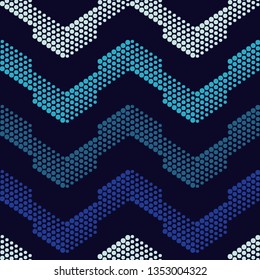 Trendy seamless pattern designs. The zigzag of dots. Vector geometric background. Can be used for wallpaper, textile, invitation card, wrapping, web page background.