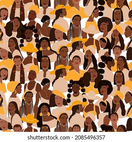 Trendy nahtlose Muster mit verschiedenen gesichtslosen Frauen. Abstrakter heller Hintergrund. Moderne Vektorgrafik. 