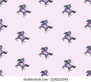 Trendy seamless pattern fairy unicorn, great design for any purposes.