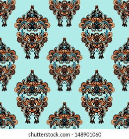 Trendy Seamless Pattern in Folk Style