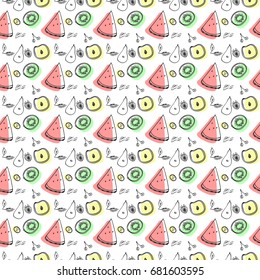 Trendy seamless pattern with fruits.