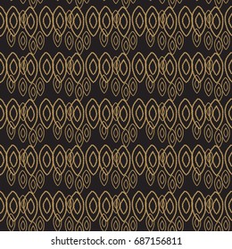 Trendy seamless pattern with geometric figures. Brown circles on black background.